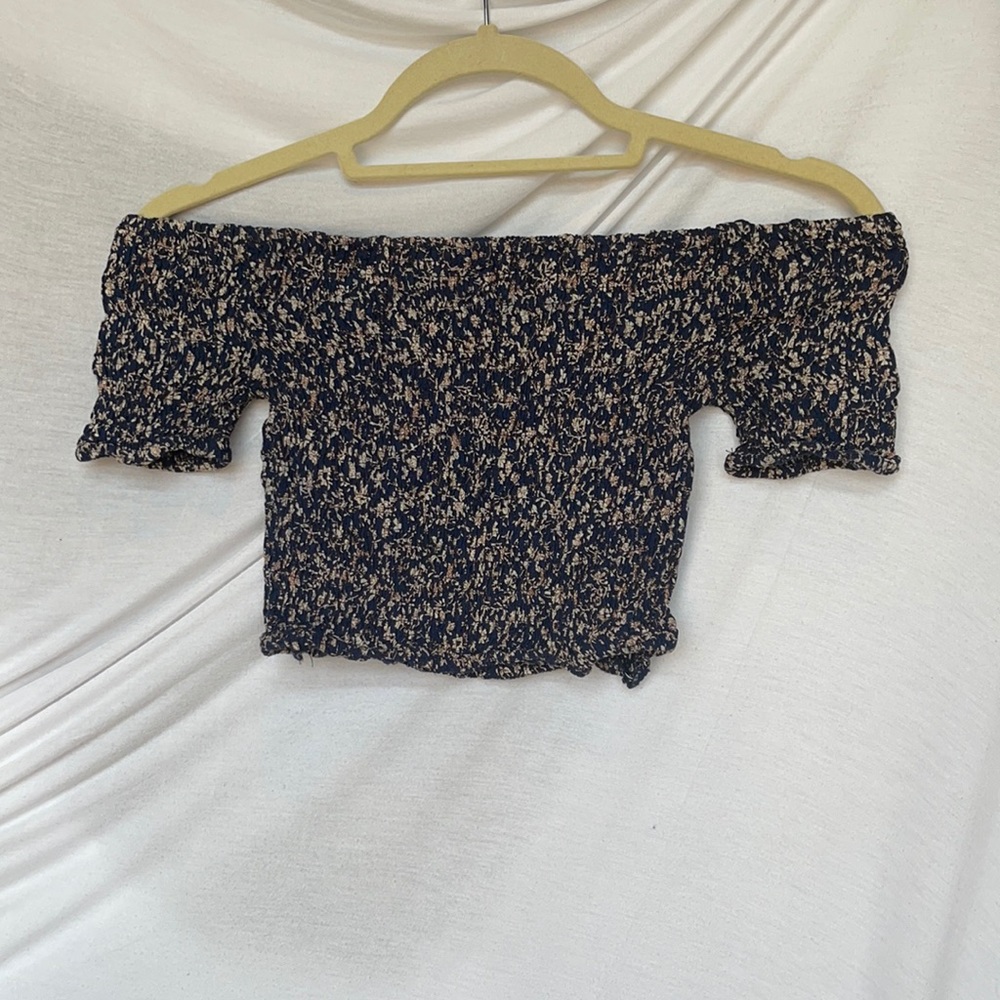 Jaase Blue Printed Off The Shoulder Crop Size M